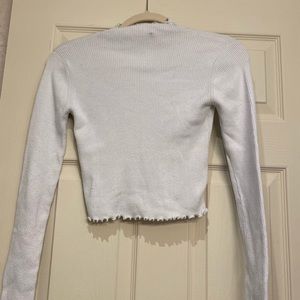 Brandy Melville white ruffled turtleneck crop top